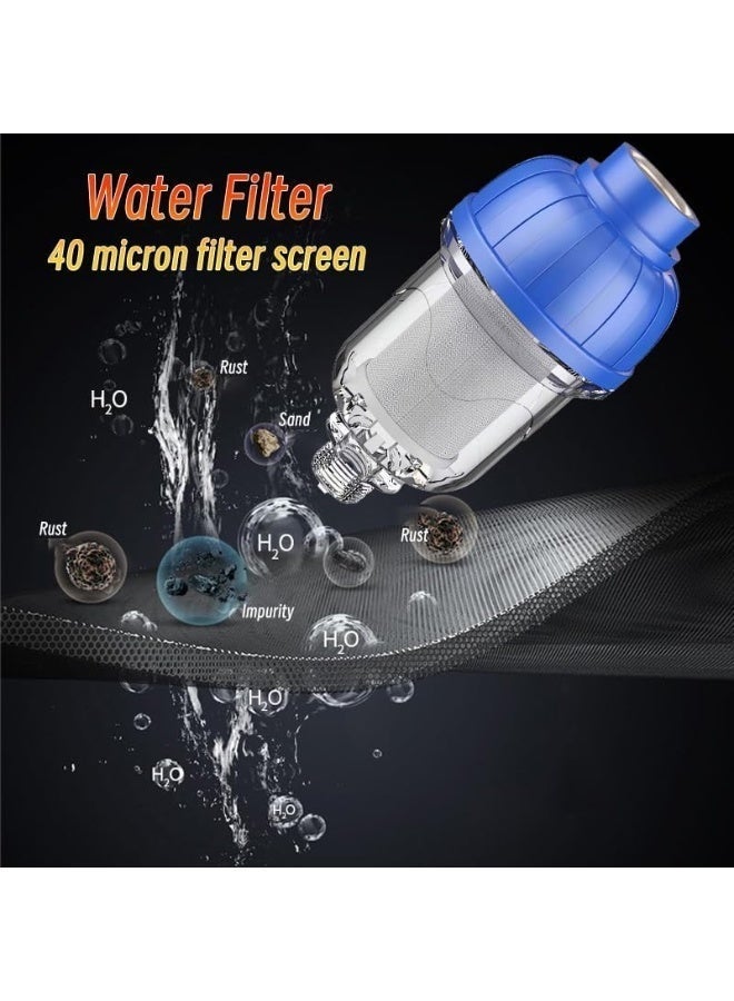 جورفنت 3 فلاتر دش للماء العسر، فلتر رواسب قابل لإعادة الاستخدام مقاس 1/2 بوصة، شبكة من الفولاذ المقاوم للصدأ 316 قابلة للغسل مع ترشيح 40 ميكرومتر، فلاتر رأس الدش لتصفية الرواسب والشوائب الأخرى، أجهزة تنقية مياه الصنبور المنزلية عالية الإنتاجية للمطبخ والحمامات والغسالات، فلتر منعم مياه الدش - Image 3